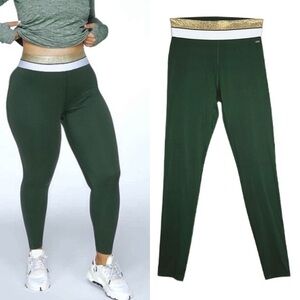 Pink Victoria's Secret Green White Gold Active High Waist 7/8 Ankle Leggings S